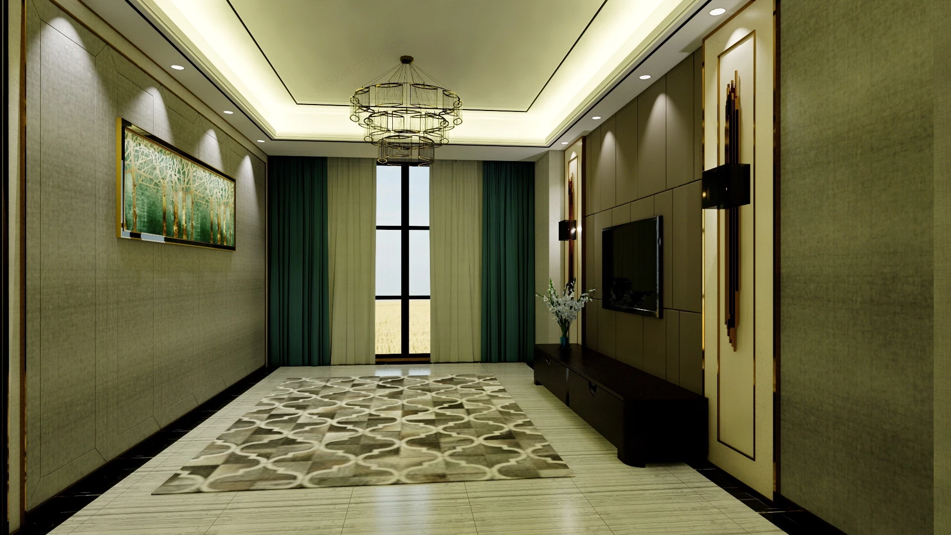 Living Room Tv Wall Idea sketchup model preview - SketchupBox