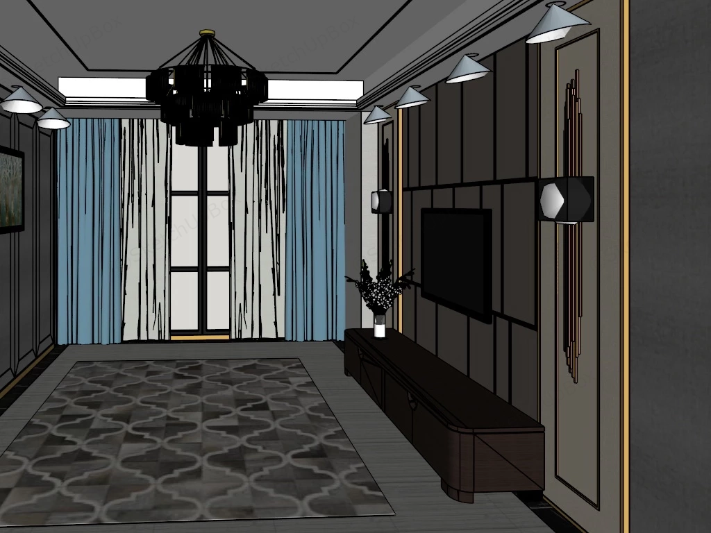 Living Room Tv Wall Idea sketchup model preview - SketchupBox