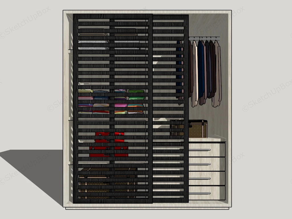 Wardrobe With Shutter sketchup model preview - SketchupBox