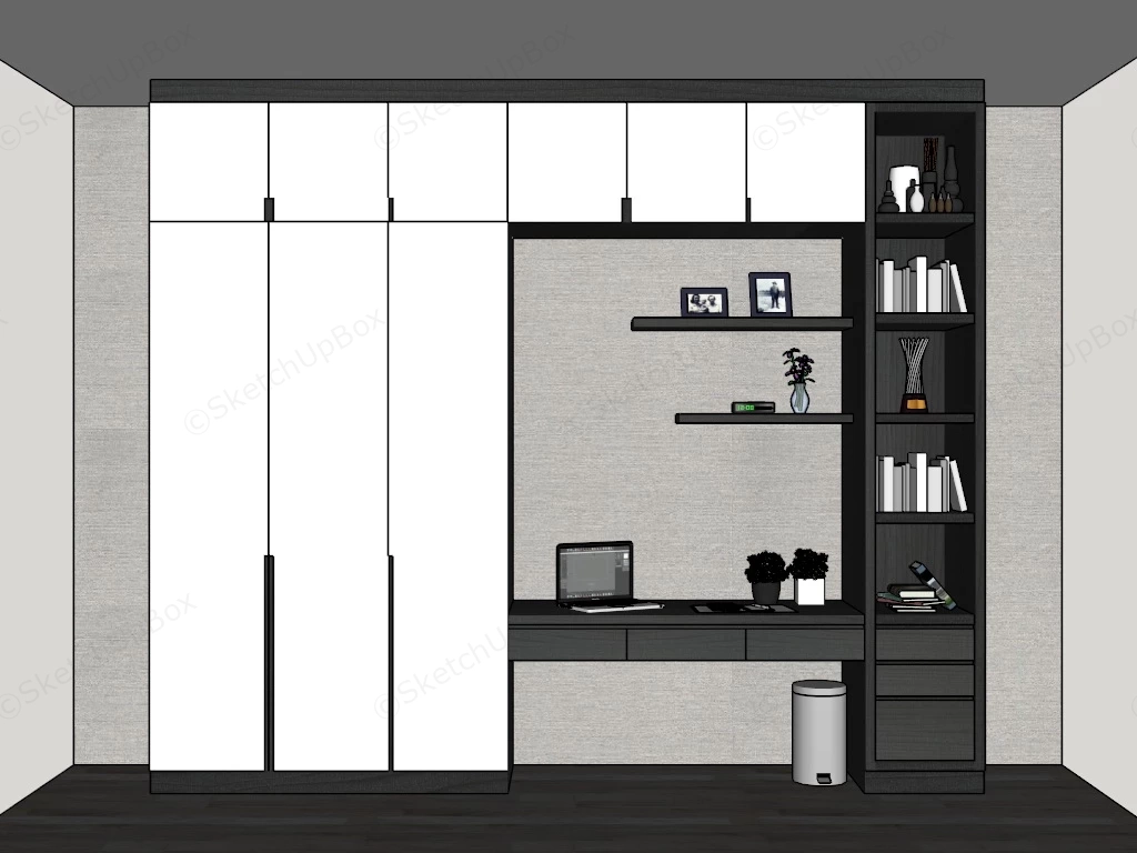Wardrobe And Desk Combo sketchup model preview - SketchupBox