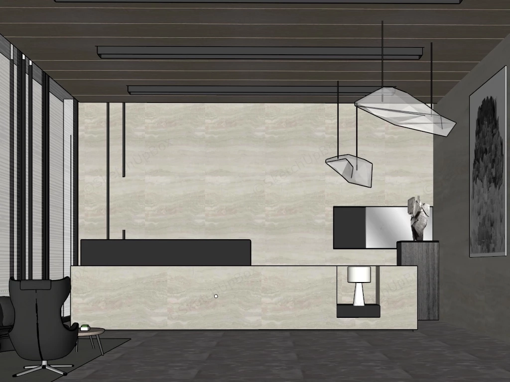Modern Office Reception & Waiting Area sketchup model preview - SketchupBox
