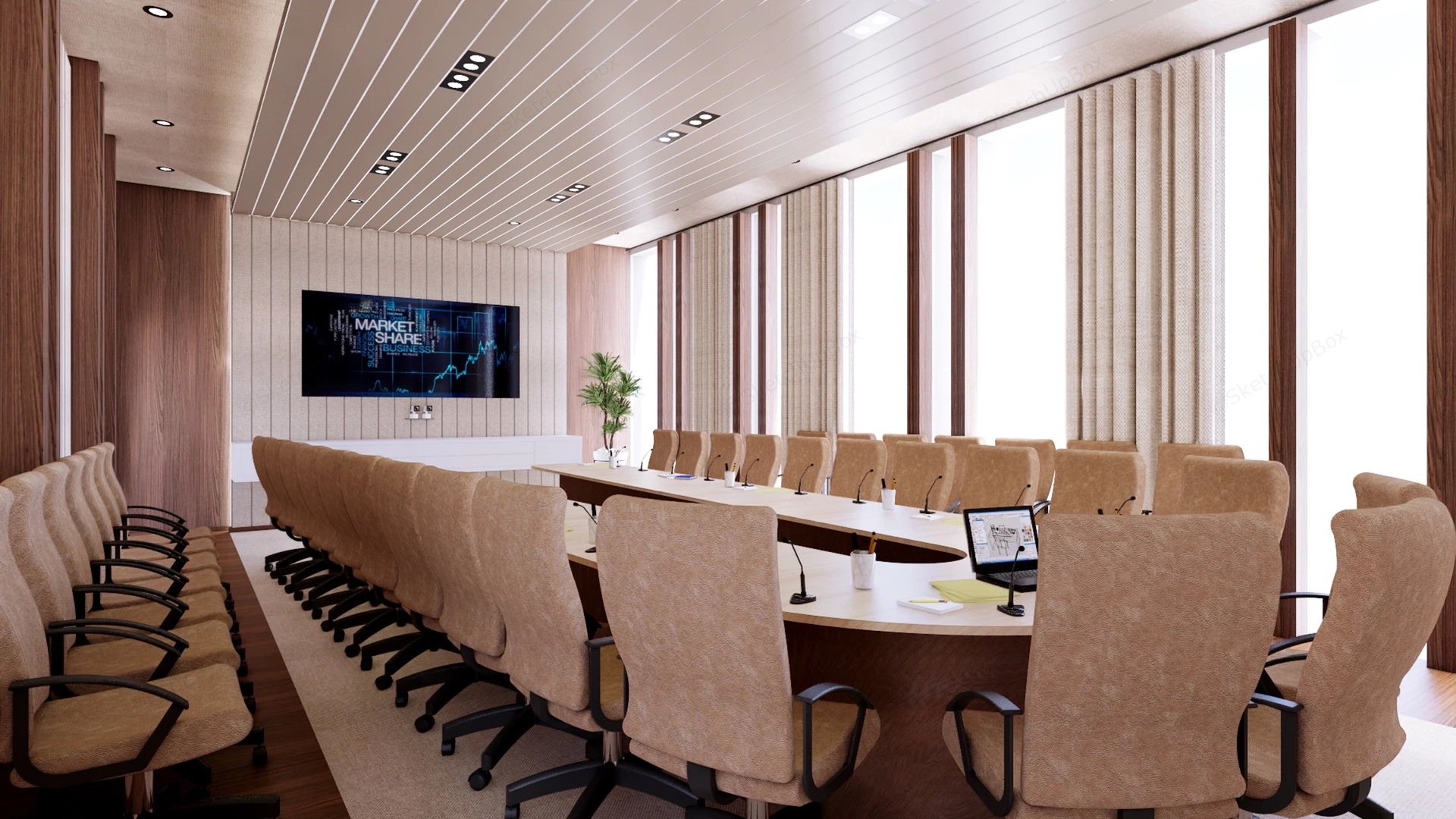 Executive Board Room sketchup model preview - SketchupBox