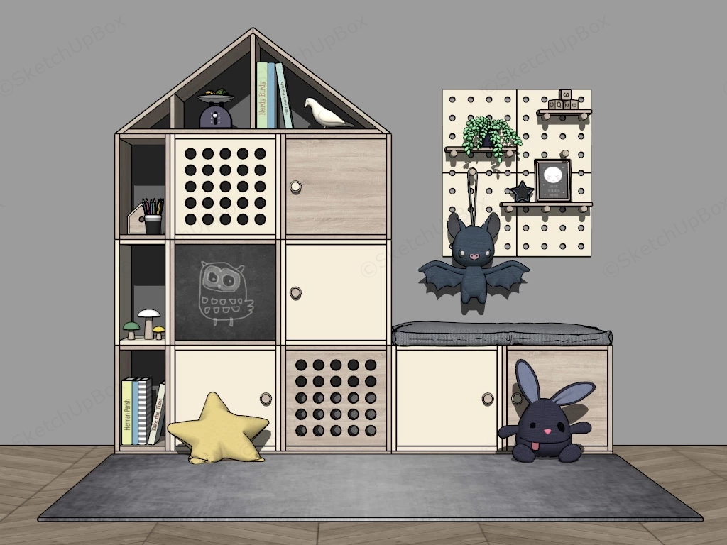 Kids Bookcase And Toy Storage sketchup model preview - SketchupBox