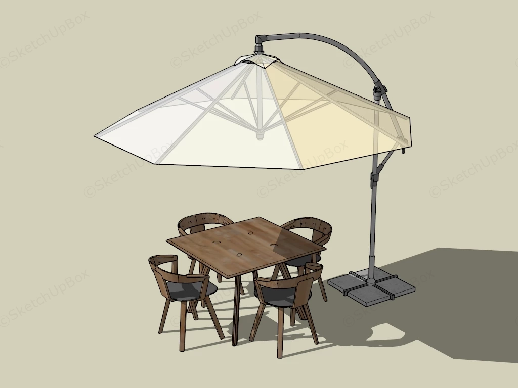 Outdoor Bistro Set With Umbrella sketchup model preview - SketchupBox