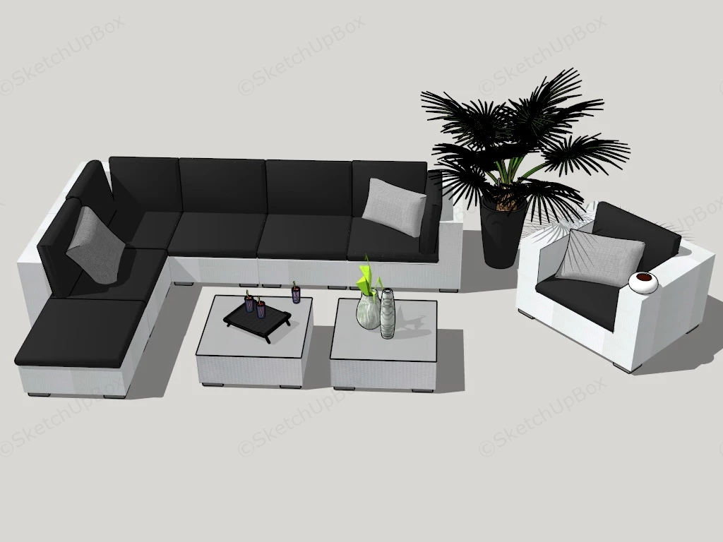 Outdoor Patio Sofa Set sketchup model preview - SketchupBox