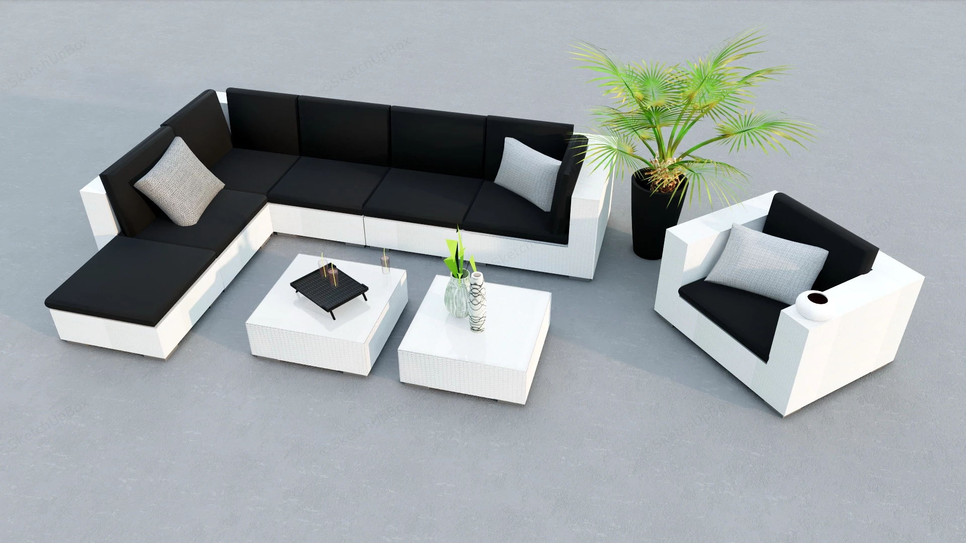 Outdoor Patio Sofa Set sketchup model preview - SketchupBox