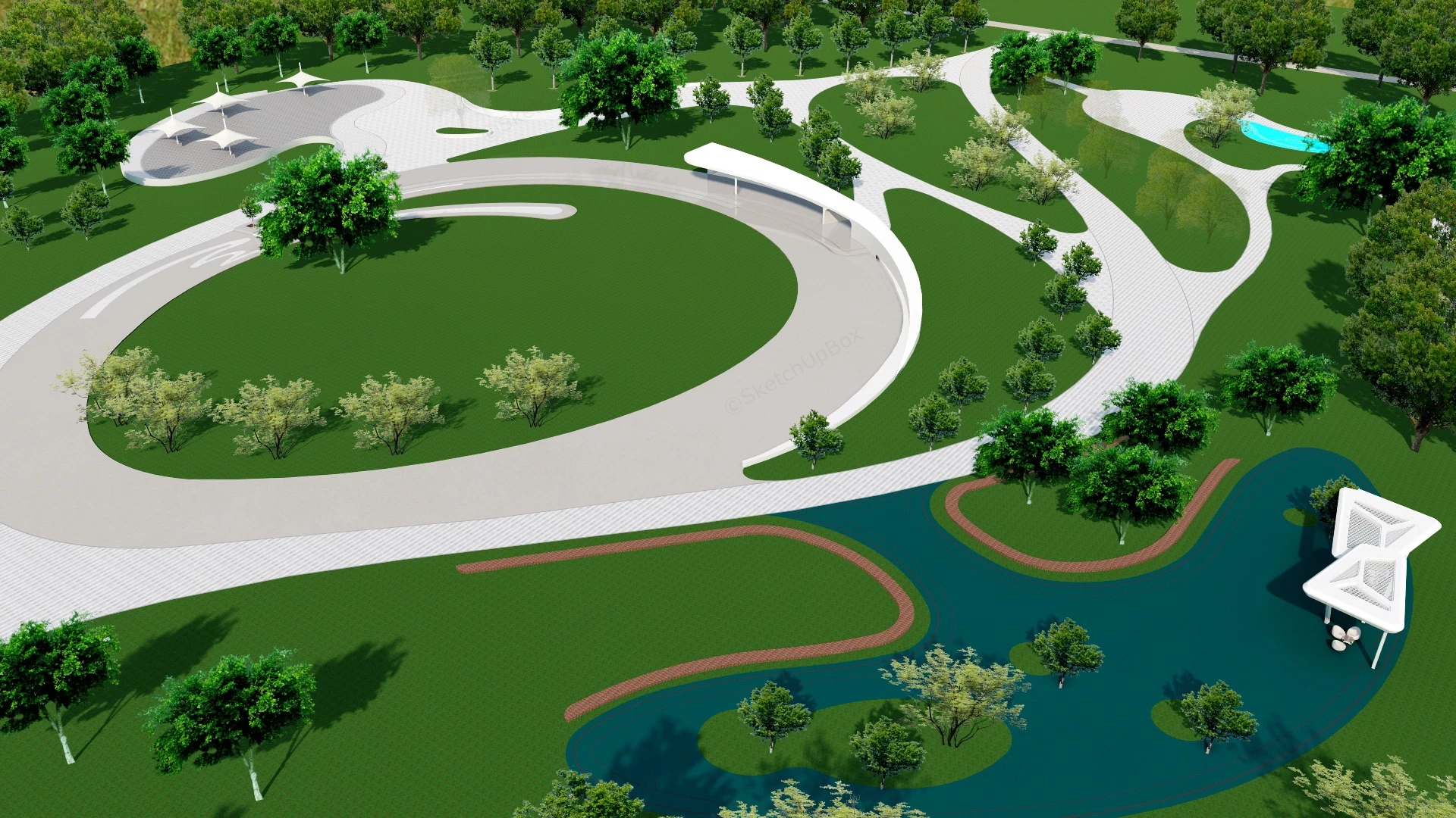 Small City Park sketchup model preview - SketchupBox