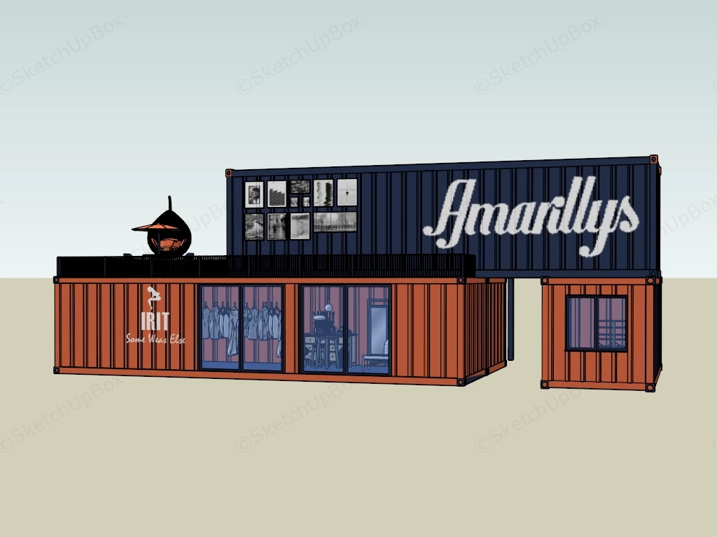 Shipping Container Clothing Store sketchup model preview - SketchupBox
