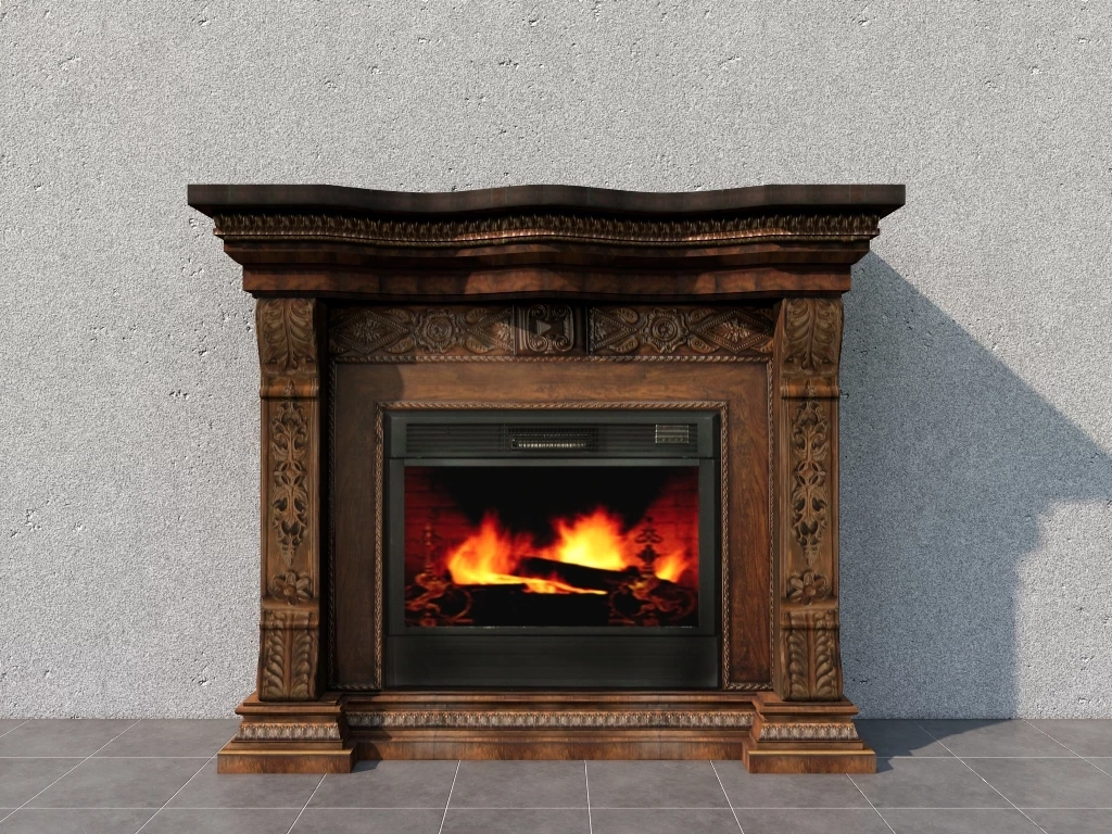 Antique Wooden Fireplace sketchup model preview - SketchupBox