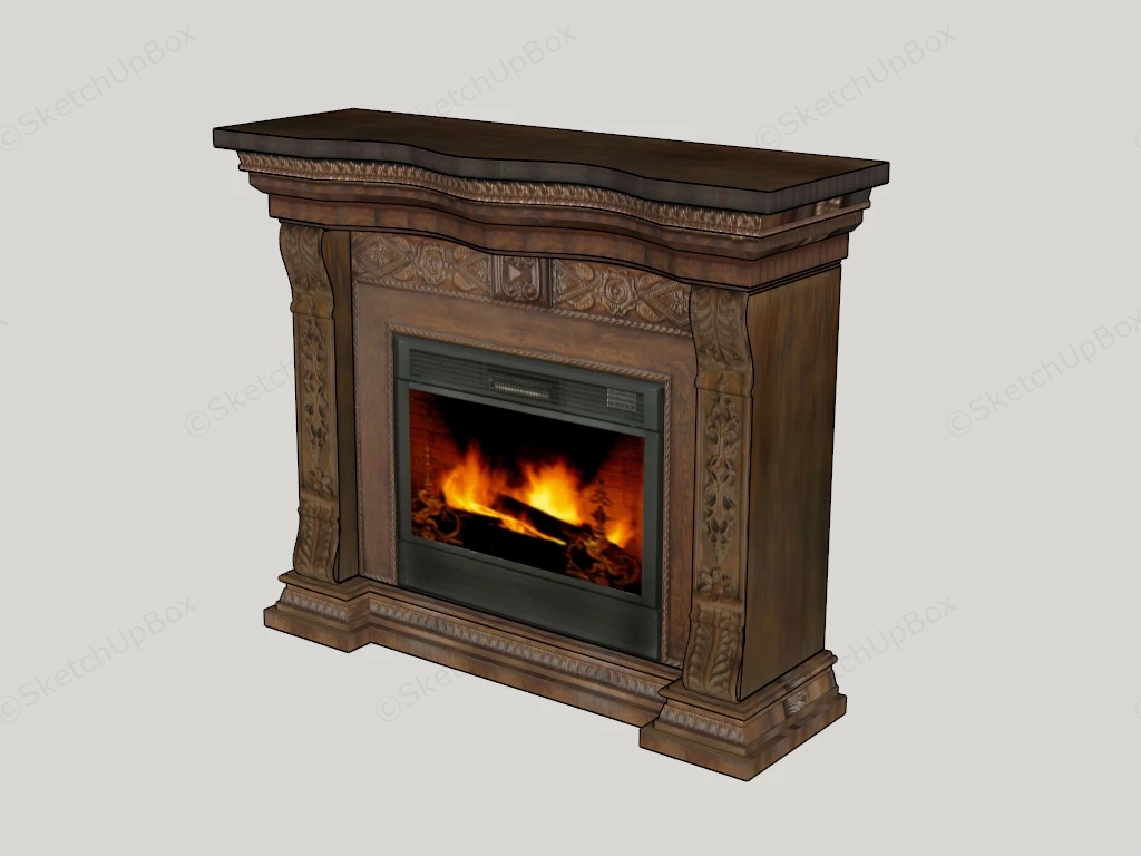 Antique Wooden Fireplace sketchup model preview - SketchupBox