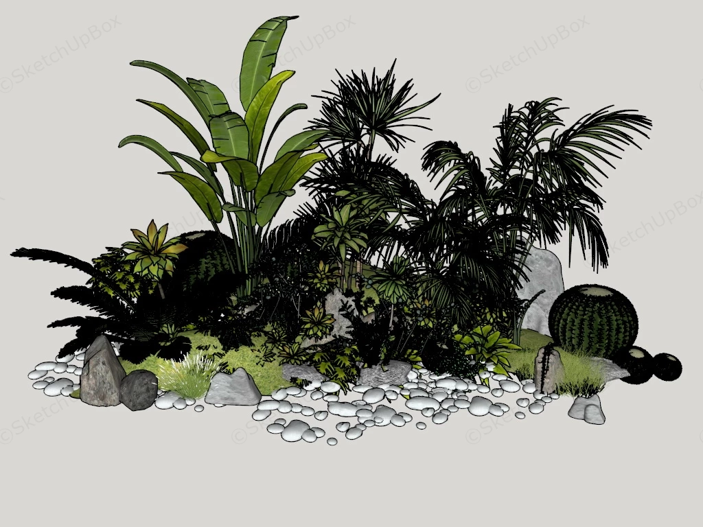 Garden Border Plant Landscaping sketchup model preview - SketchupBox