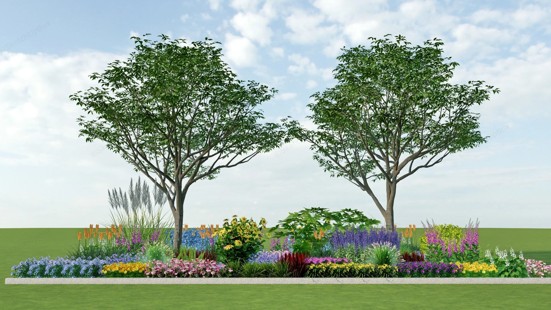 Perennial Flower Garden Border Design sketchup model preview - SketchupBox