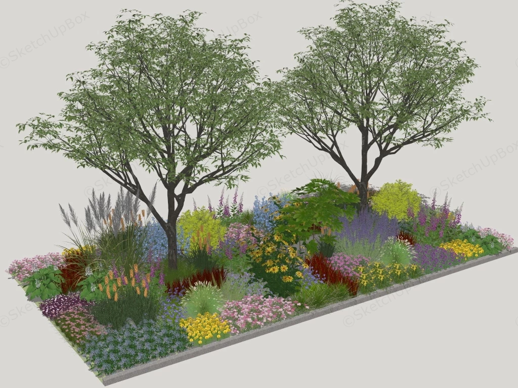 Perennial Flower Garden Border Design sketchup model preview - SketchupBox