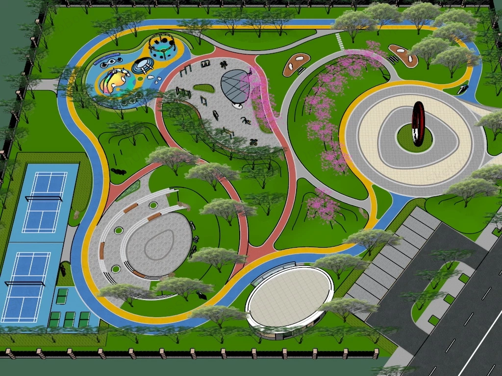 Pocket Park Design Ideas sketchup model preview - SketchupBox