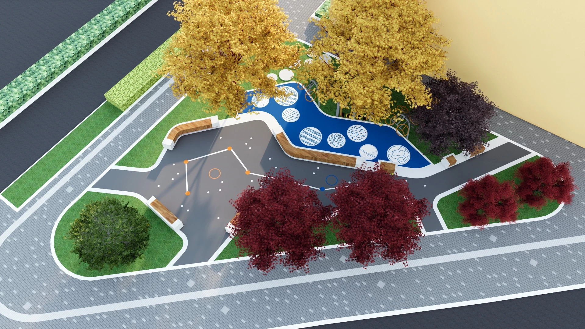 Street Corner Park sketchup model preview - SketchupBox