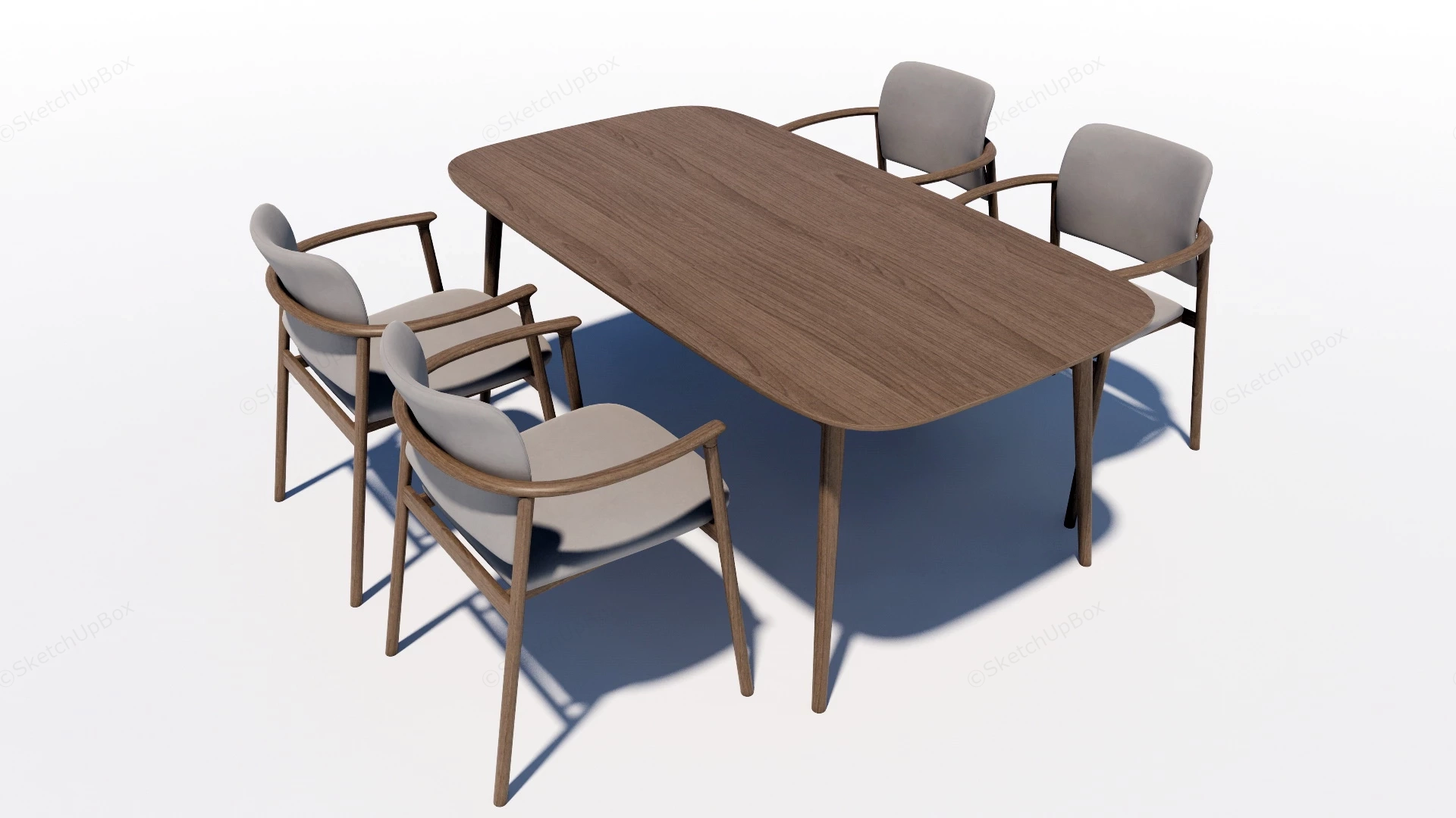Modern Wood Dining Table Set sketchup model preview - SketchupBox