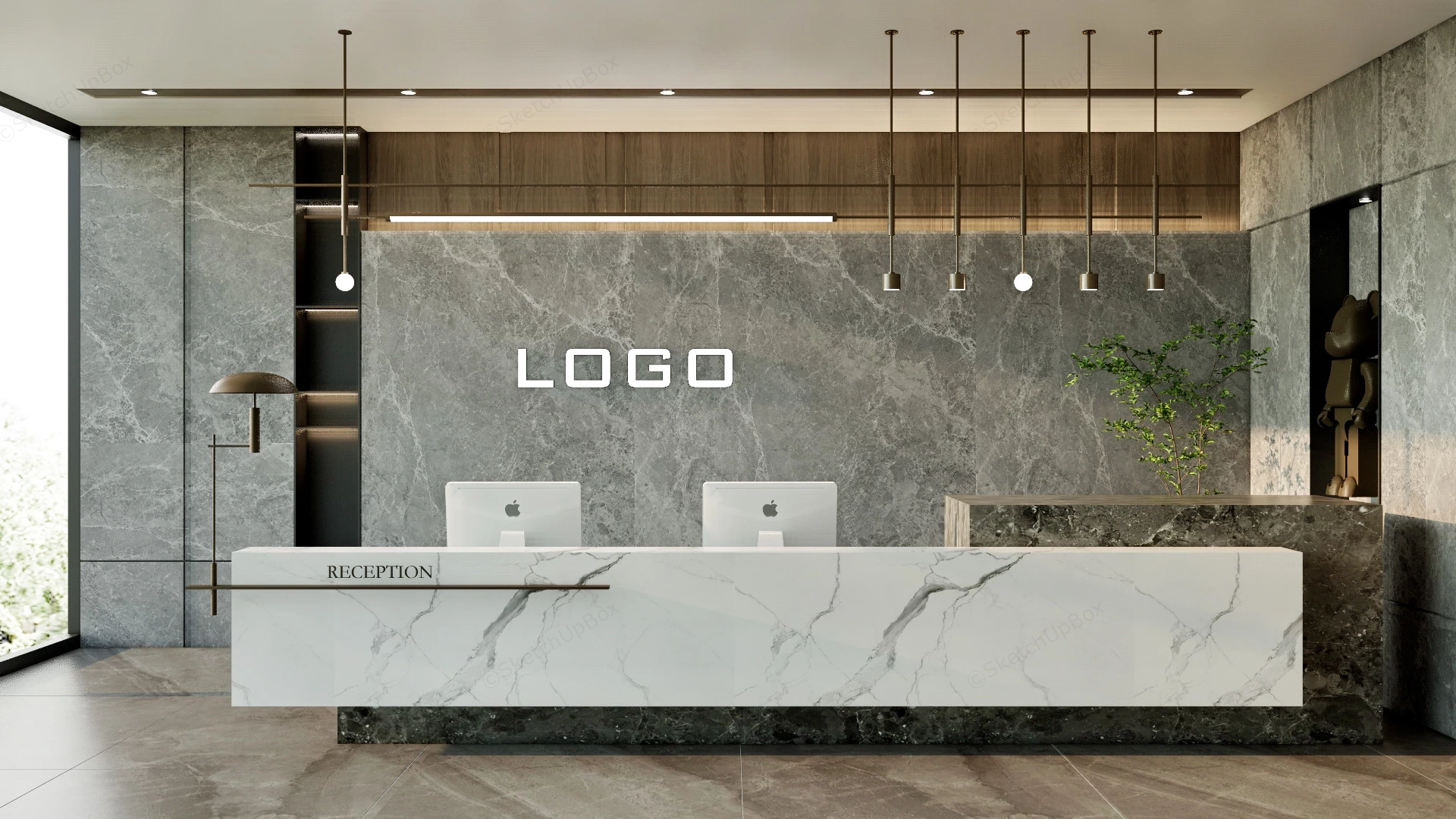 Modern Luxury Marble Reception Desk sketchup model preview - SketchupBox