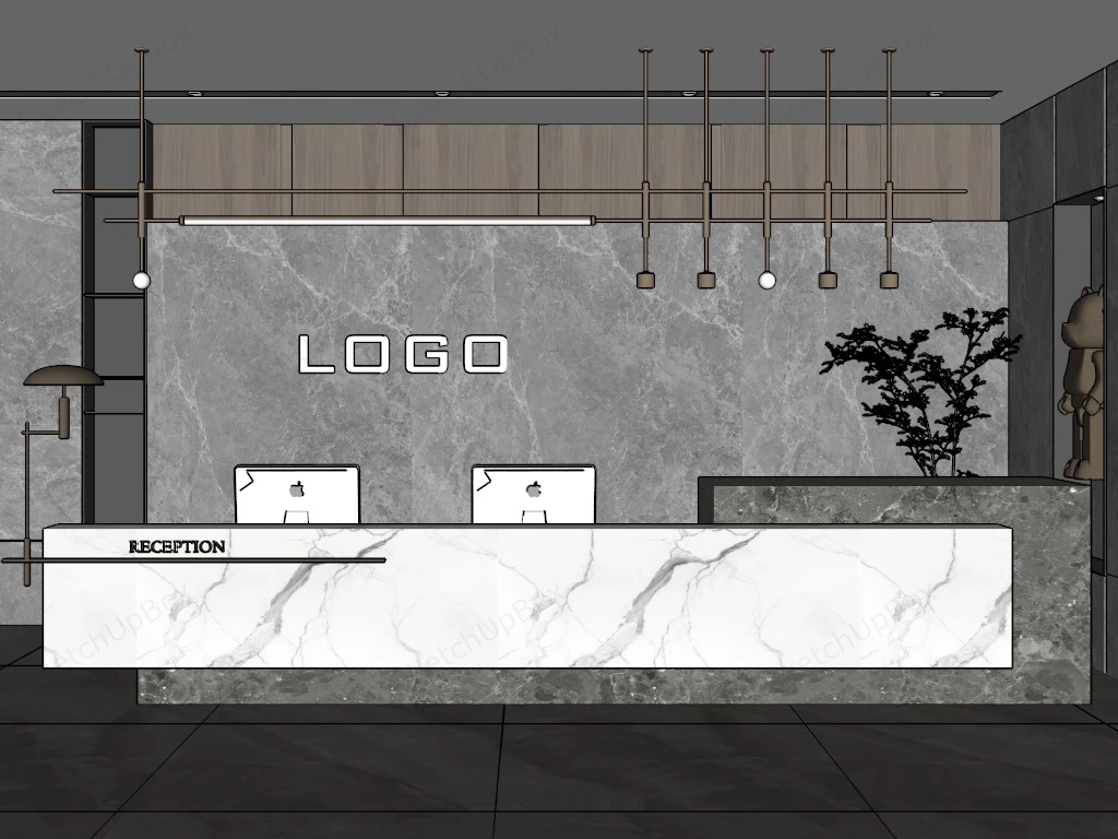 Modern Luxury Marble Reception Desk sketchup model preview - SketchupBox
