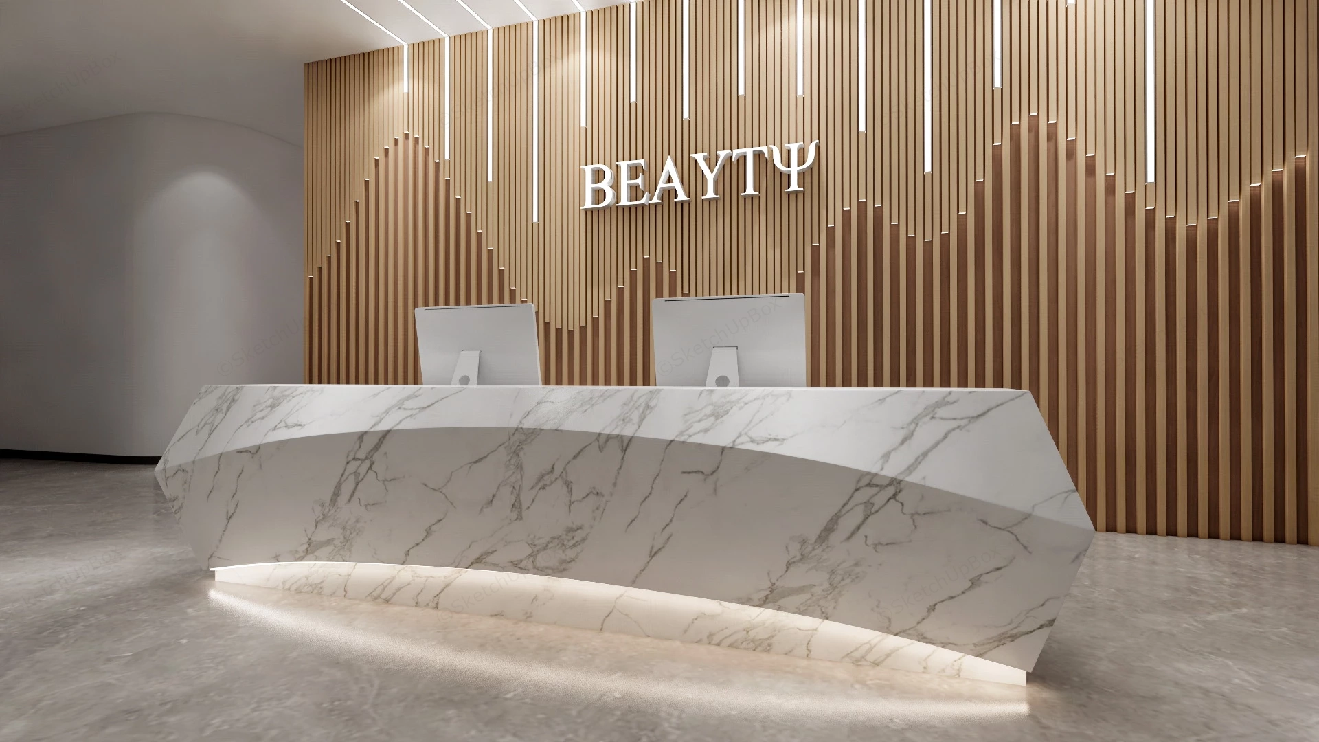 Incredible Office Reception Desk sketchup model preview - SketchupBox