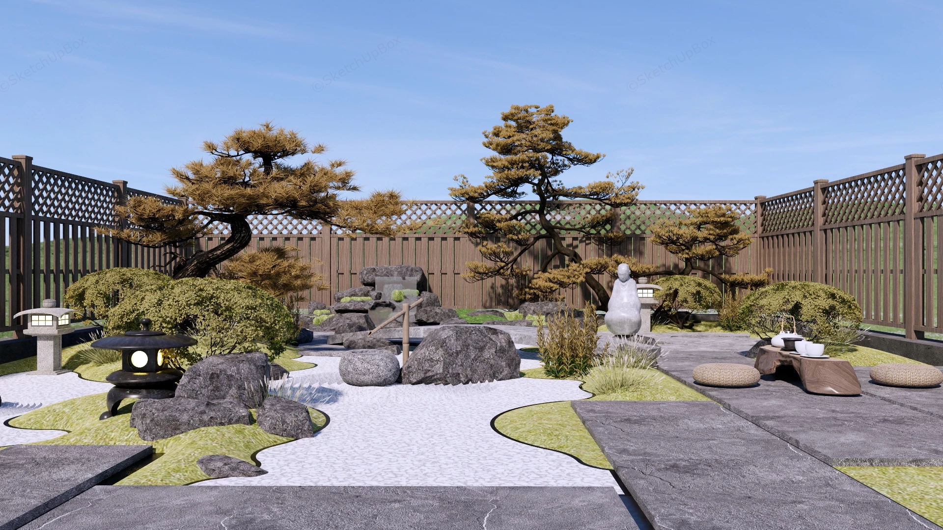 Small Zen Garden Design Ideas sketchup model preview - SketchupBox