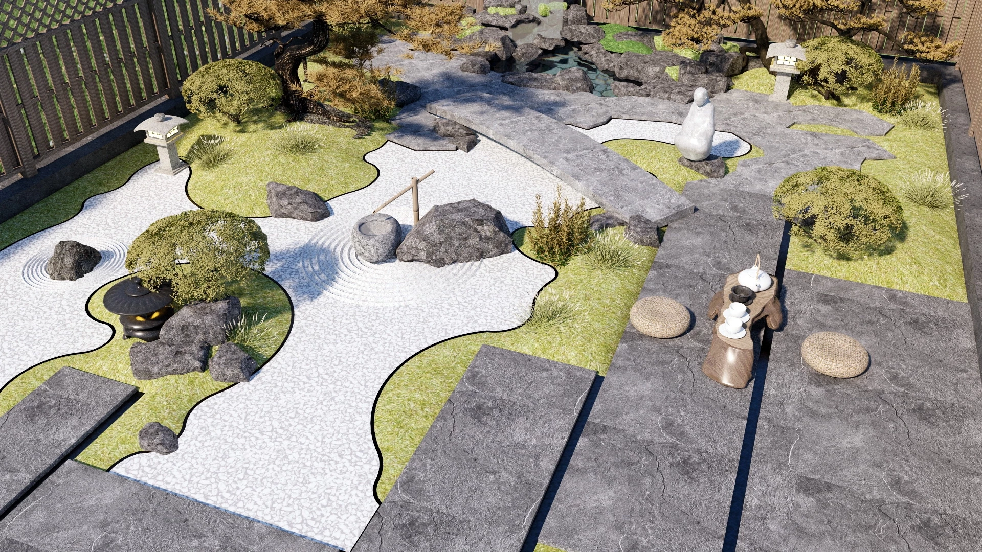 Small Zen Garden Design Ideas sketchup model preview - SketchupBox
