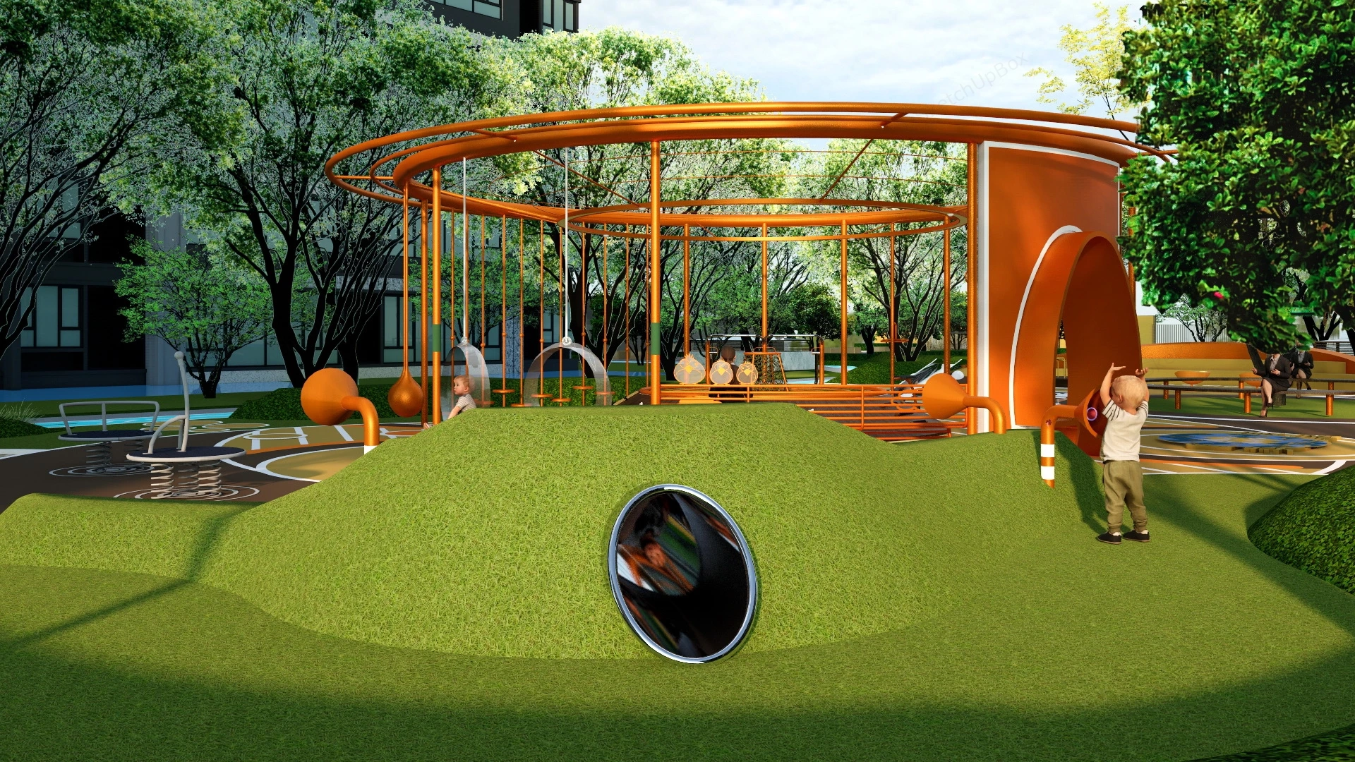 Neighborhood Playground sketchup model preview - SketchupBox