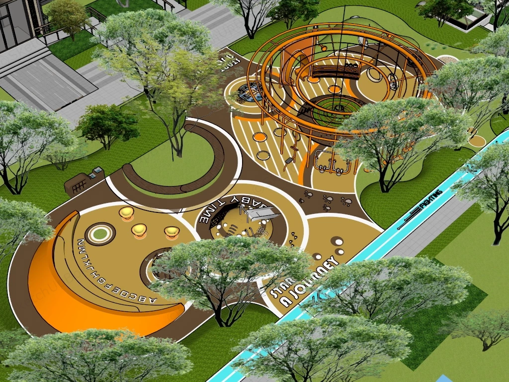 Neighborhood Playground sketchup model preview - SketchupBox