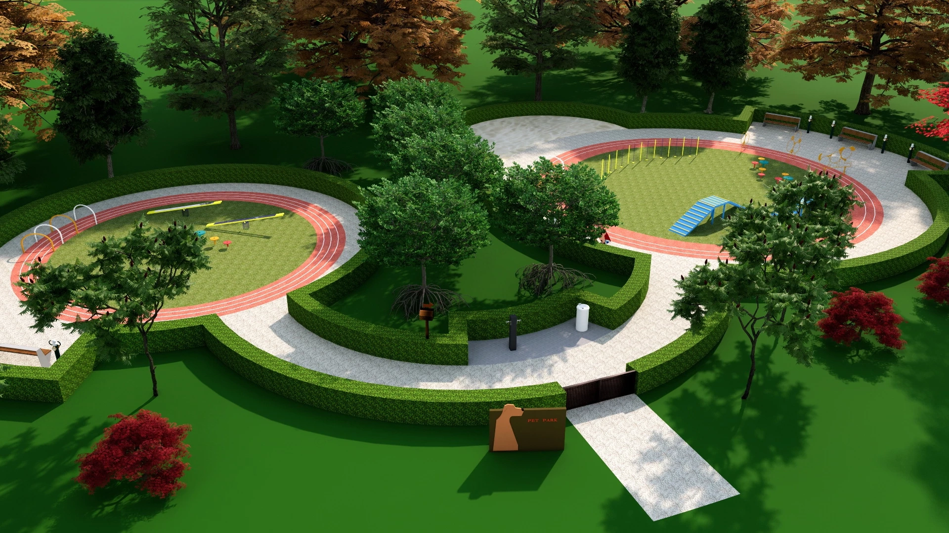 Community Dog Park sketchup model preview - SketchupBox