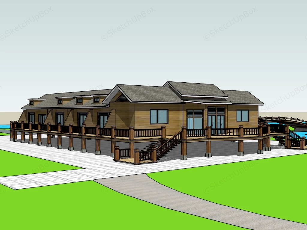 Old Country Inn sketchup model preview - SketchupBox