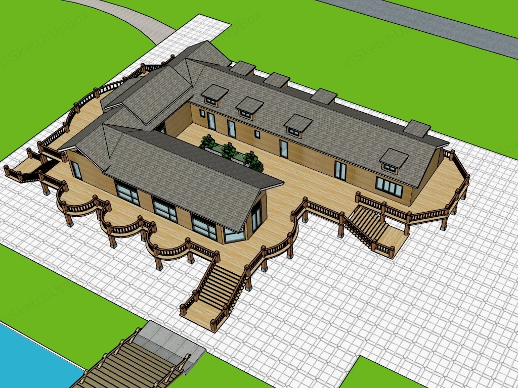 Old Country Inn sketchup model preview - SketchupBox