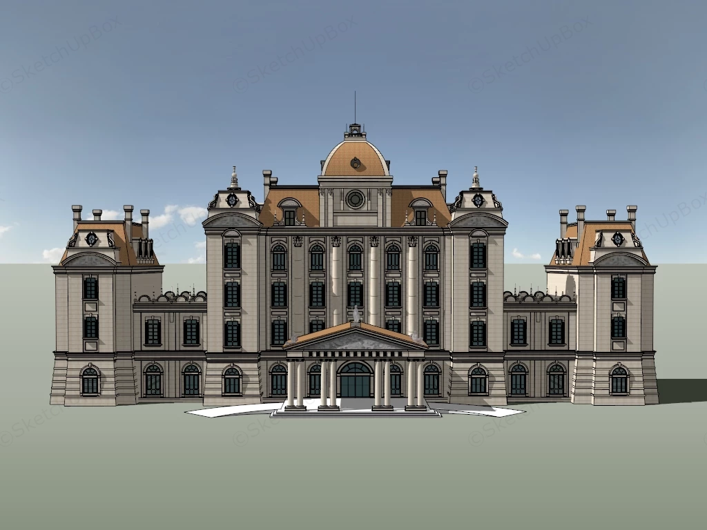 Classic Hotel Building Exterior sketchup model preview - SketchupBox