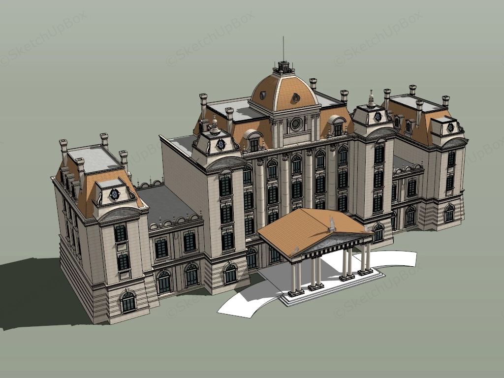 Classic Hotel Building Exterior sketchup model preview - SketchupBox