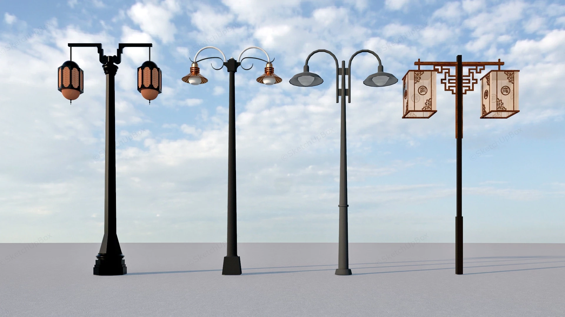 Traditional Chinese Street Lights sketchup model preview - SketchupBox