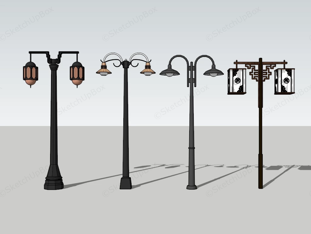 Traditional Chinese Street Lights sketchup model preview - SketchupBox
