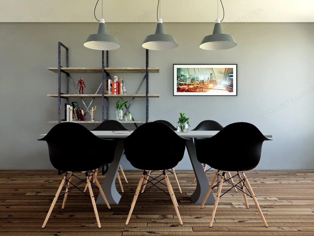 Minimalist Dining Room sketchup model preview - SketchupBox