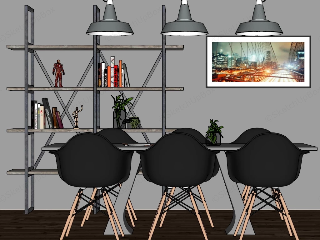 Minimalist Dining Room sketchup model preview - SketchupBox