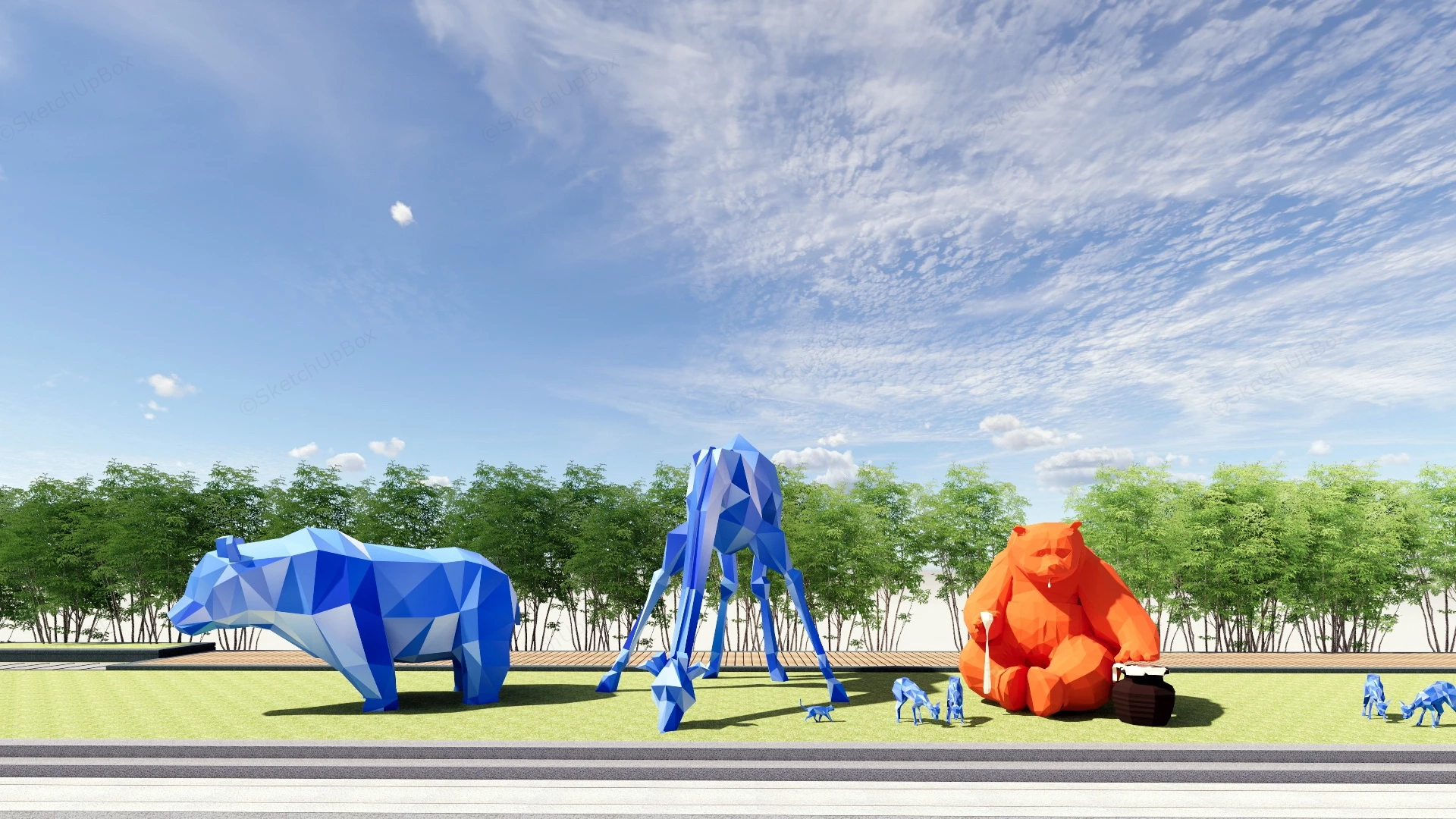 Large Outdoor Animal Sculptures sketchup model preview - SketchupBox