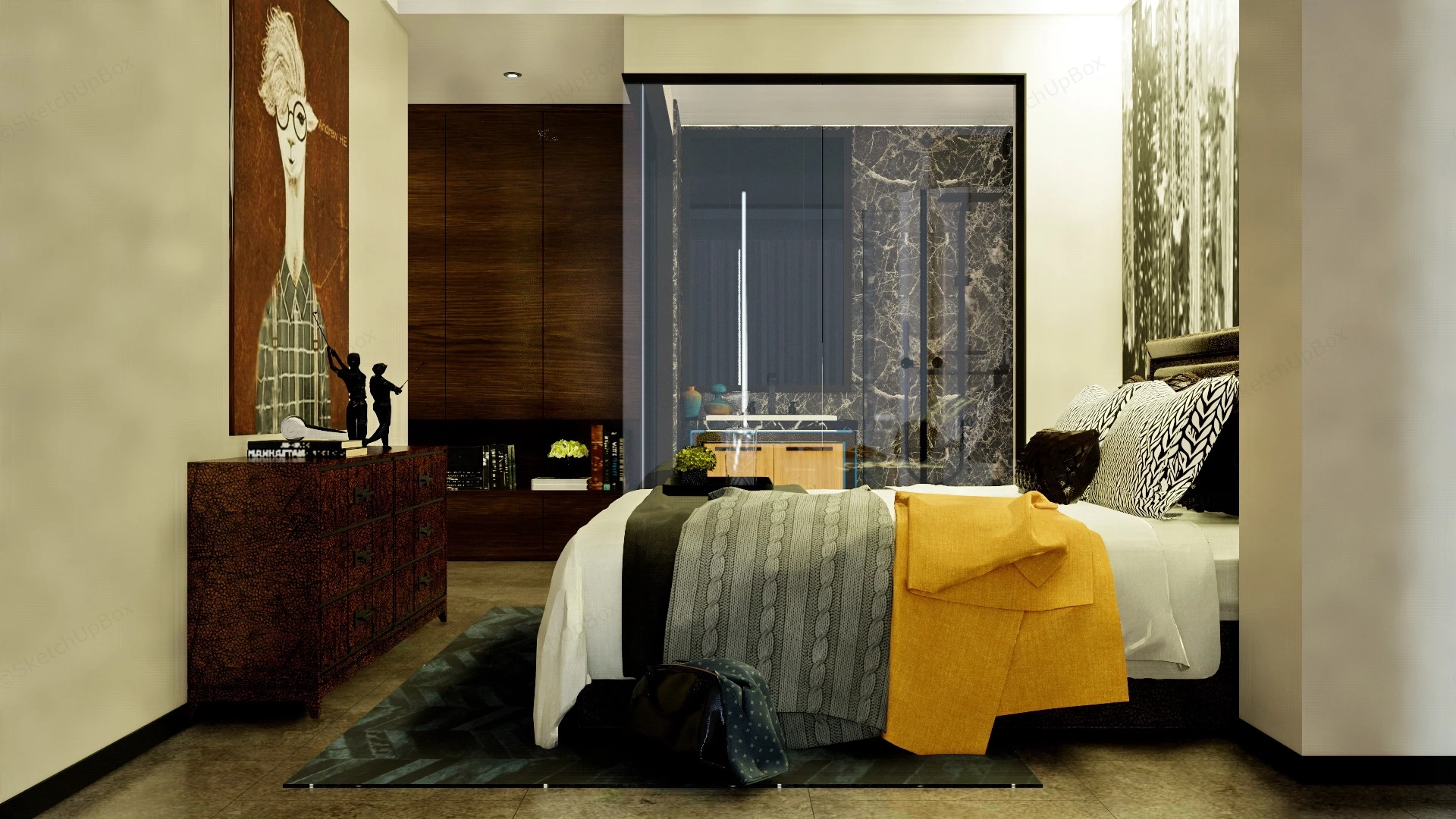 Master Bedroom Decor sketchup model preview - SketchupBox