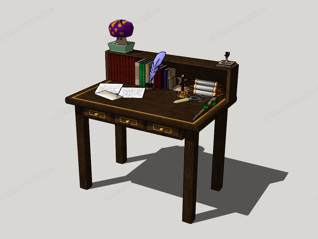 Antique Office Desk sketchup model preview - SketchupBox