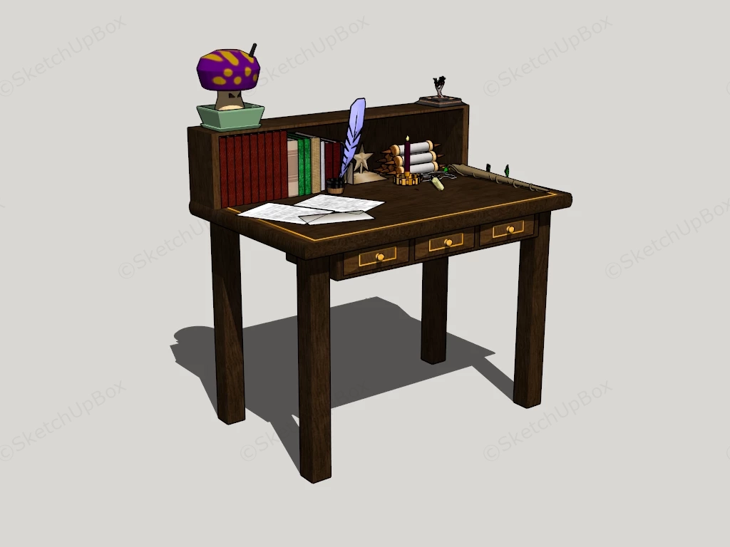 Antique Office Desk sketchup model preview - SketchupBox