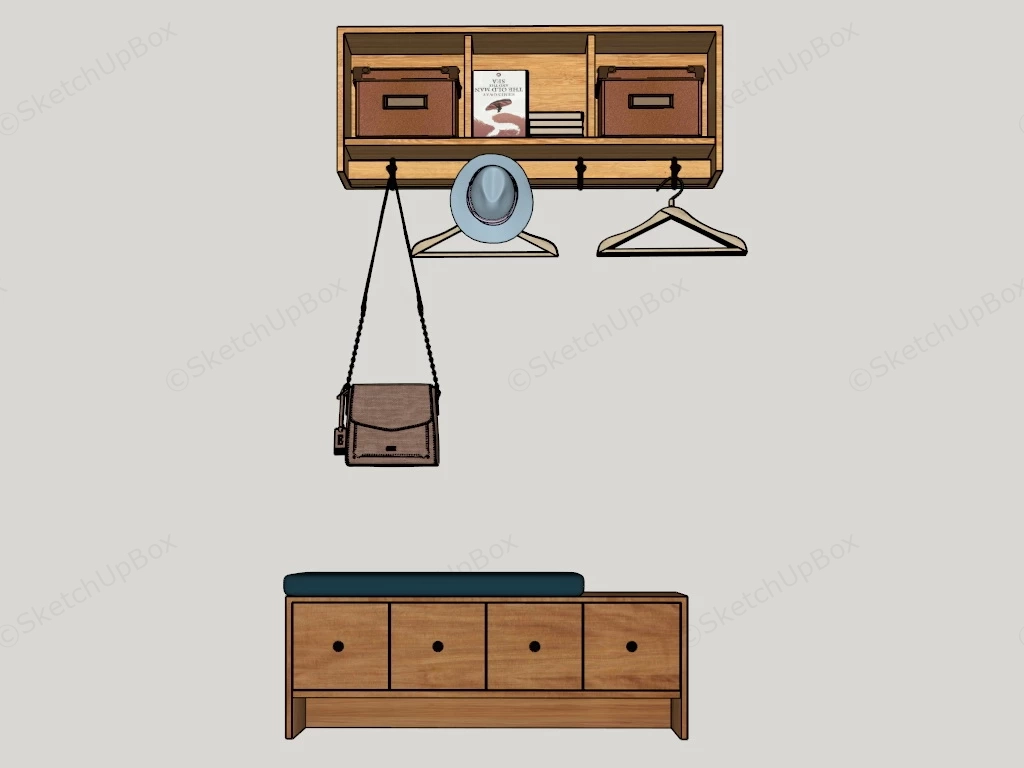 Entryway Bench And Wall Storage sketchup model preview - SketchupBox