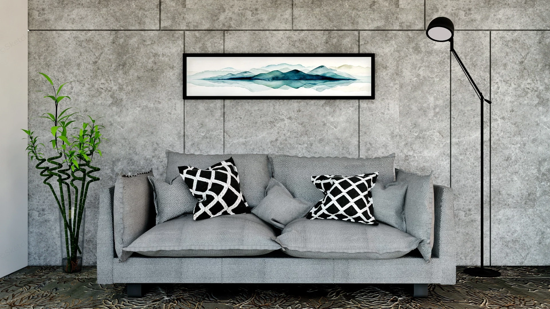 Grey Fabric Loveseat sketchup model preview - SketchupBox