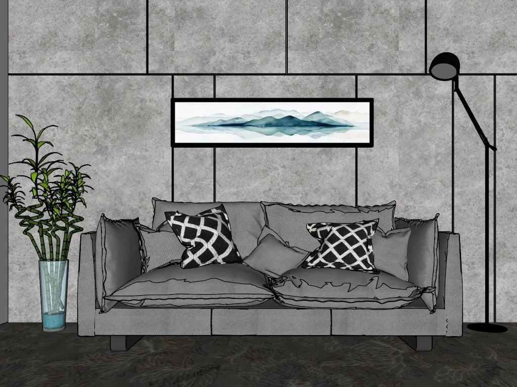 Grey Fabric Loveseat sketchup model preview - SketchupBox