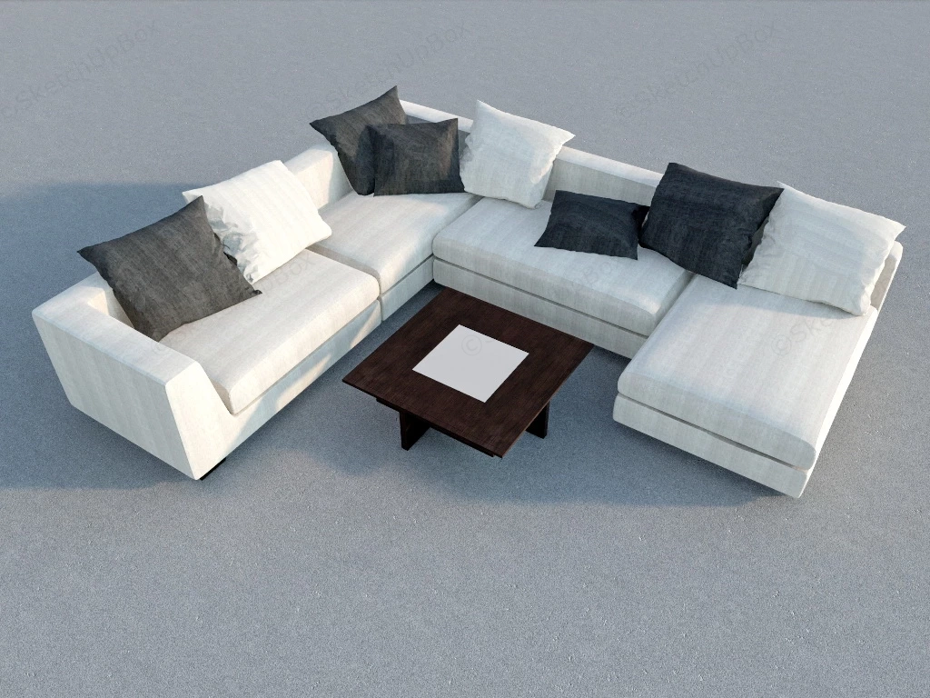 Cream Sectional Sofa sketchup model preview - SketchupBox