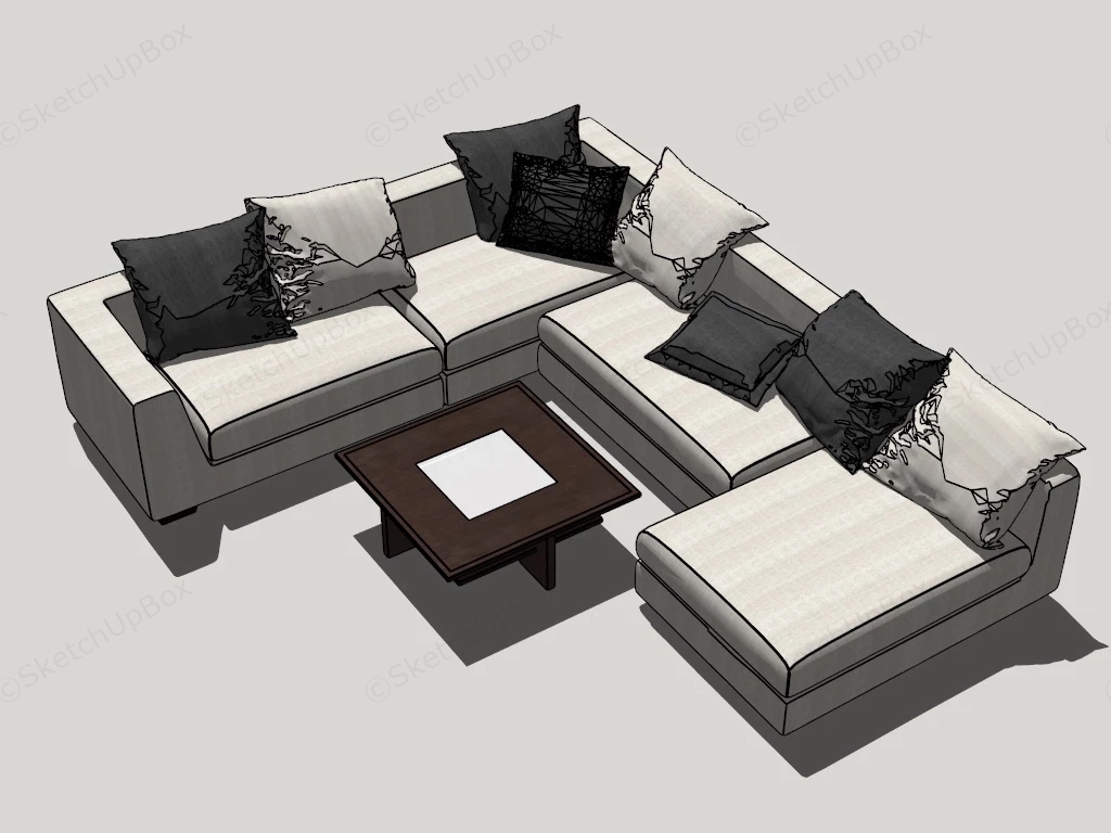 Cream Sectional Sofa sketchup model preview - SketchupBox