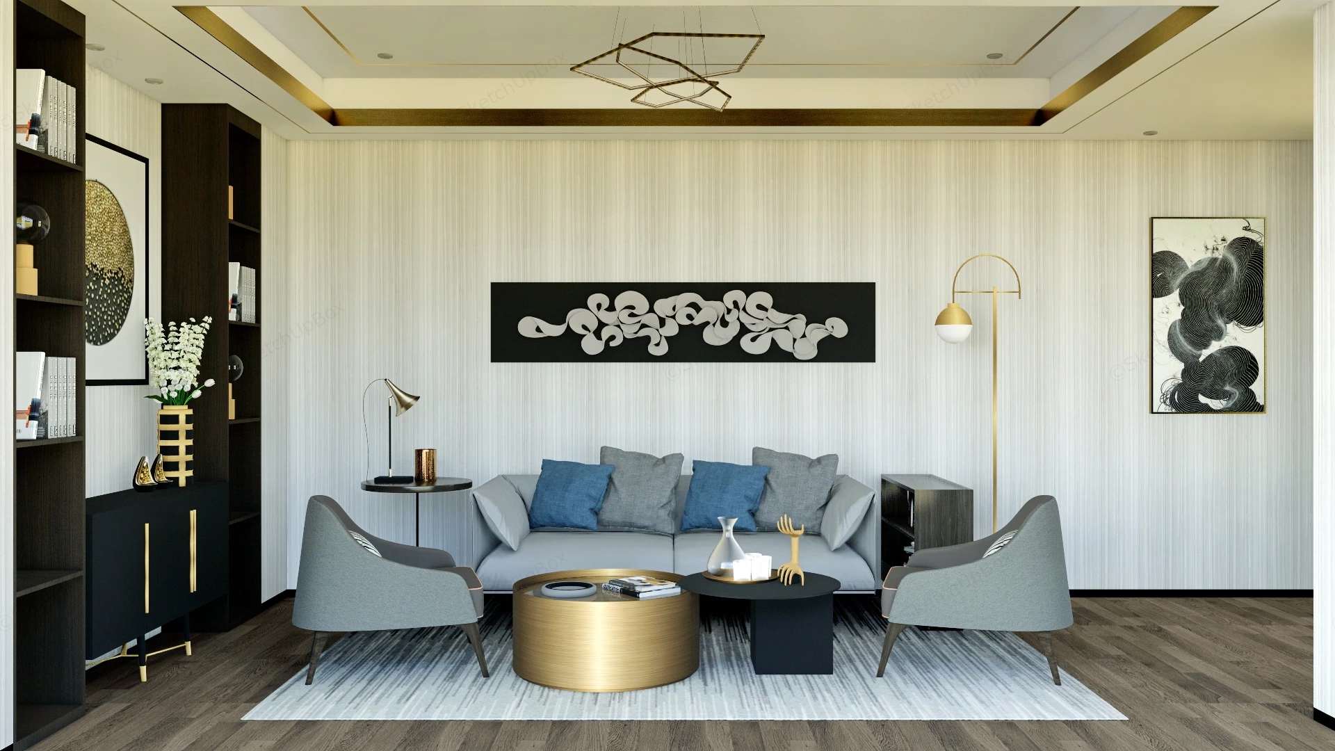Elegant Small Living Room sketchup model preview - SketchupBox