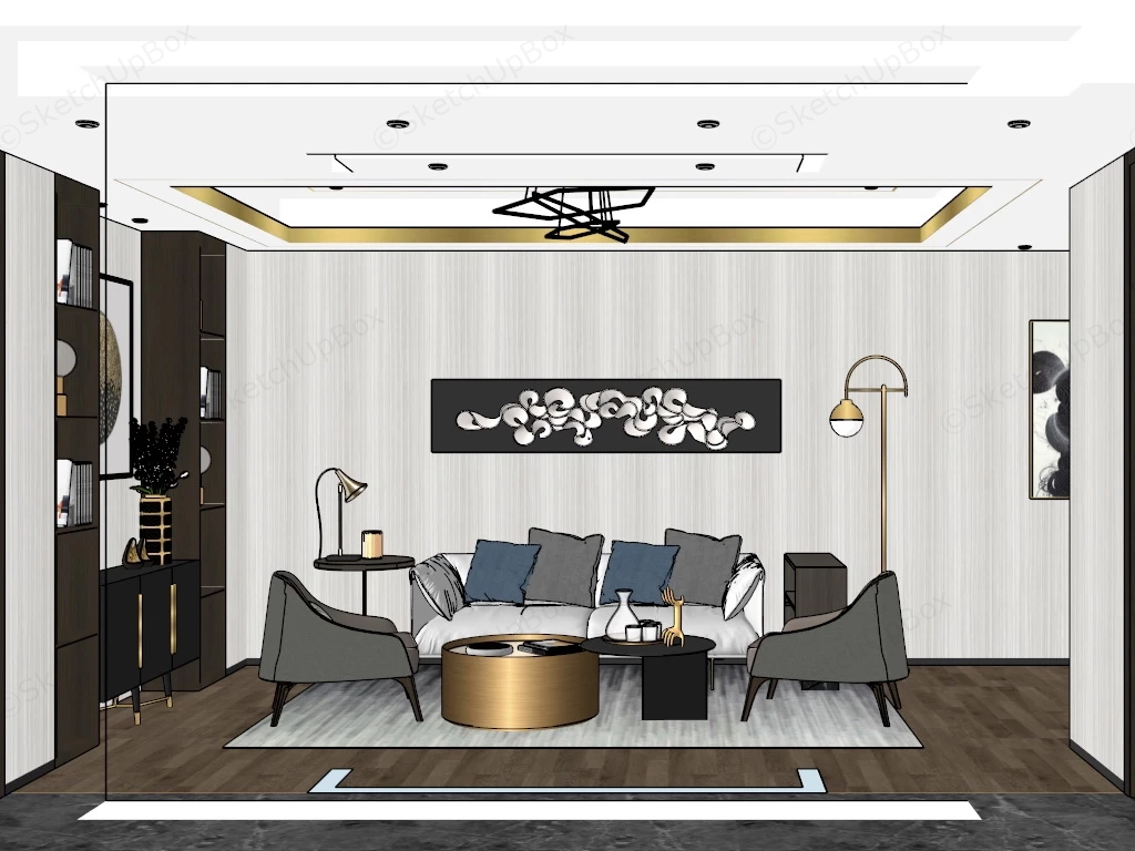 Elegant Small Living Room sketchup model preview - SketchupBox