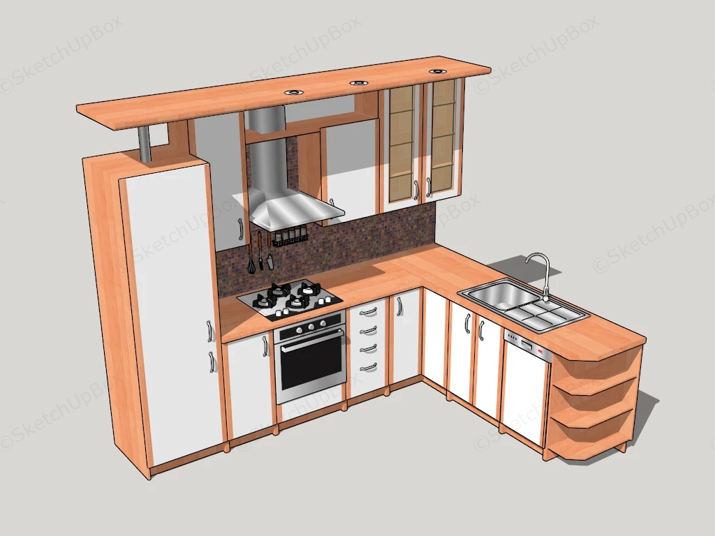 L Shape Kitchen Cabinet sketchup model preview - SketchupBox