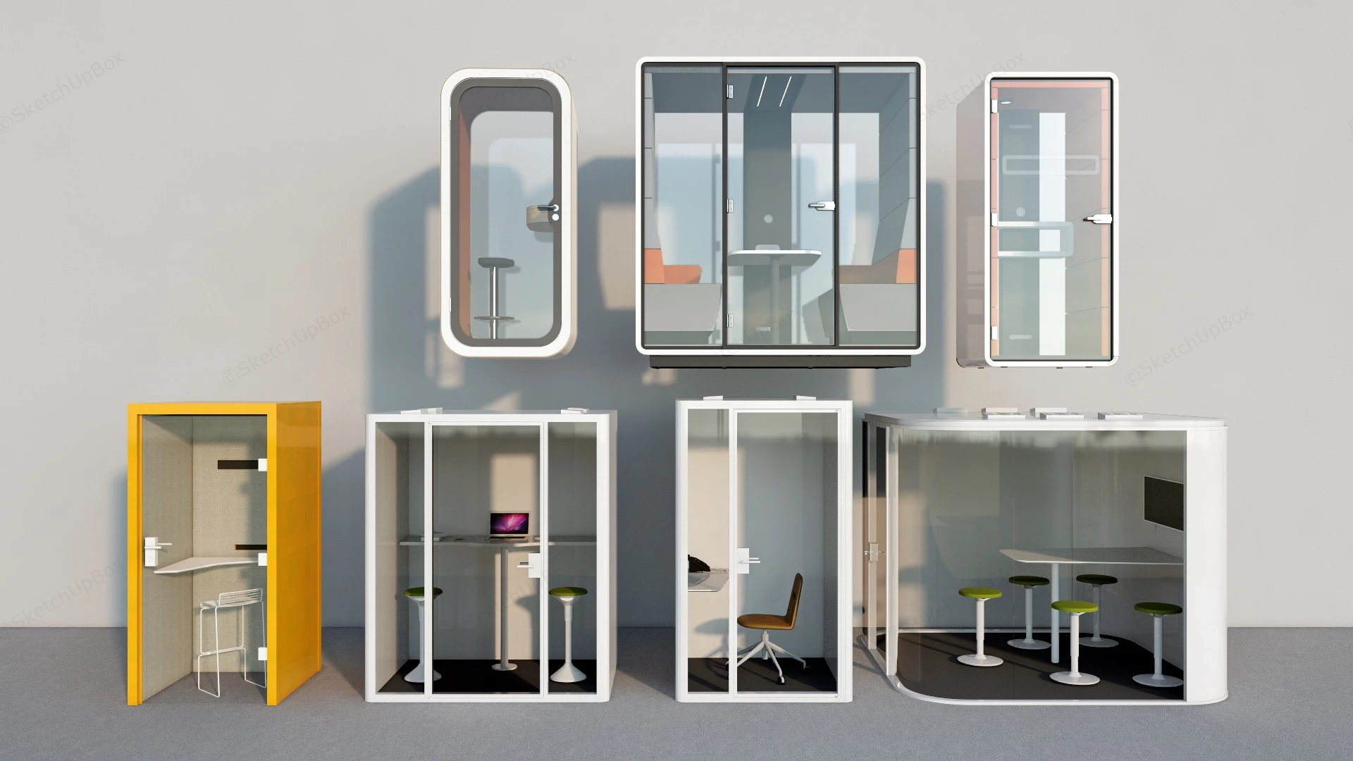 Office Booths sketchup model preview - SketchupBox