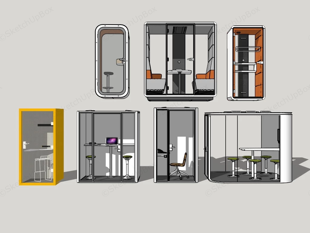 Office Booths sketchup model preview - SketchupBox